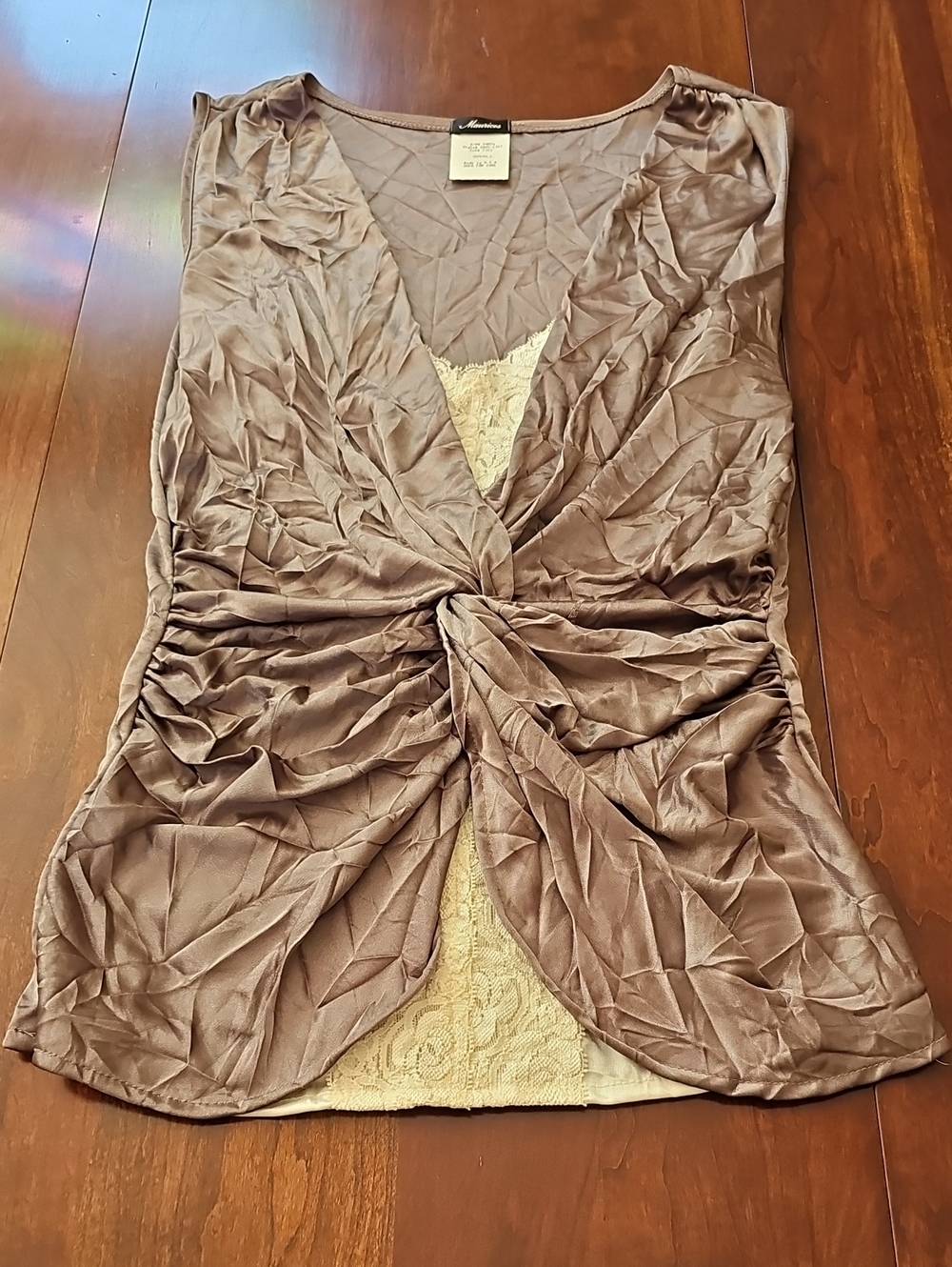 Maurices Sleeveless Twist-Front Tank in Taupe